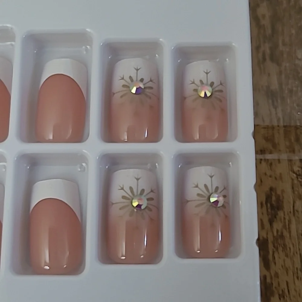 2/$16 Rhinestone French Manicure Press On Nails